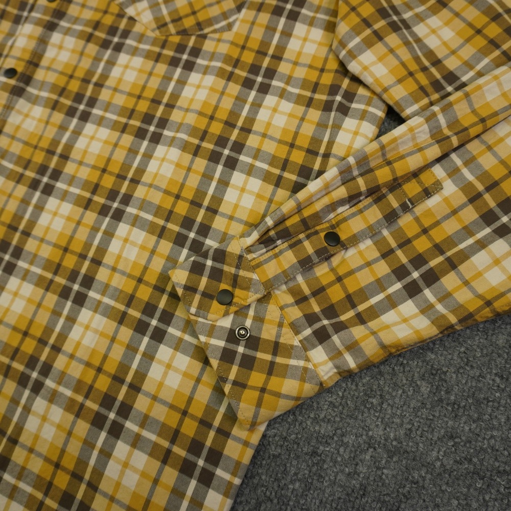 5.11 Tactical Mens Plaid Flannel Snap‎ Front Long Sleeve Shirt Yellow Brown XXL - Picture 6 of 11